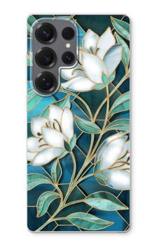 Blue stained glass flowers