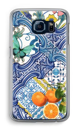 Blue tiles and oranges