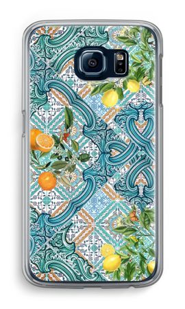 Blue tiles, lemons and oranges