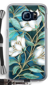 Blaue Glasmalerei Blumen