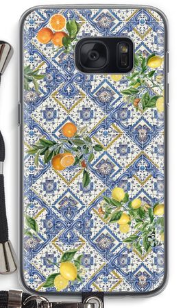 Blue tiles, lemons and oranges - small