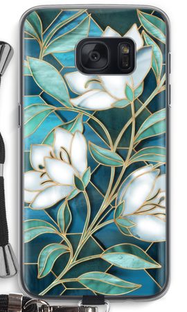 Blue stained glass flowers