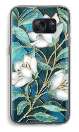 Blue stained glass flowers