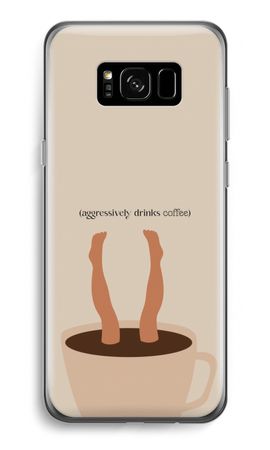 Aggressively drinks coffee