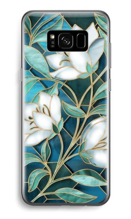 Blue stained glass flowers