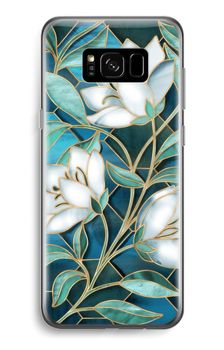 Blue stained glass flowers