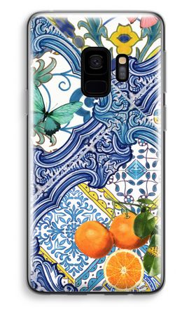 Blue tiles and oranges