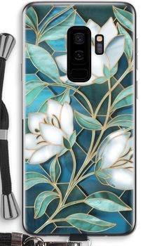 Blue stained glass flowers