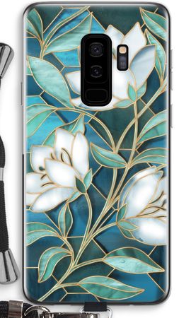 Blue stained glass flowers