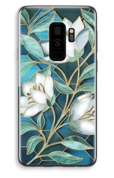 Blue stained glass flowers