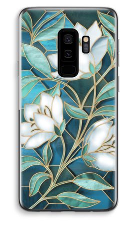 Blue stained glass flowers