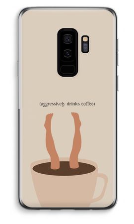 Aggressively drinks coffee