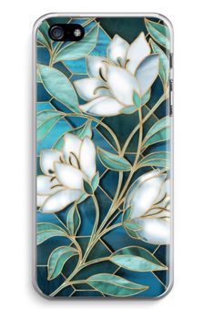 Blue stained glass flowers