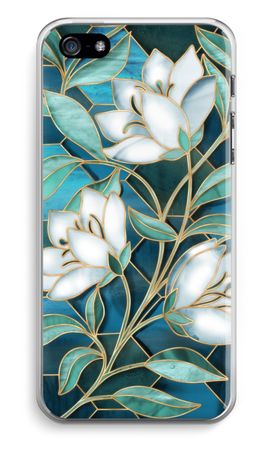 Blue stained glass flowers