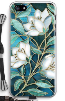 Blue stained glass flowers