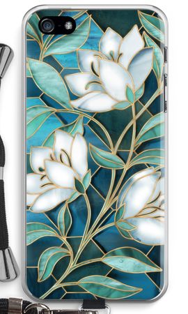 Blue stained glass flowers