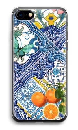 Blue tiles and oranges