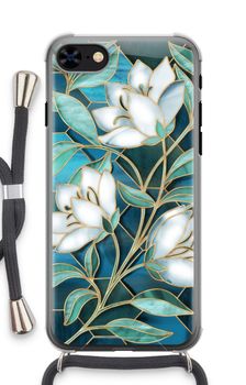 Fleurs en vitrail bleu