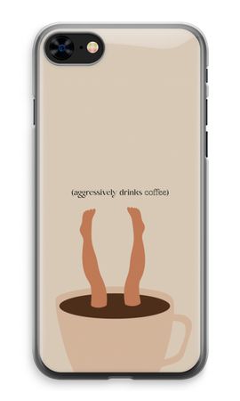 Aggressively drinks coffee