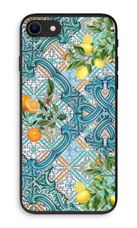 Blue tiles, lemons and oranges