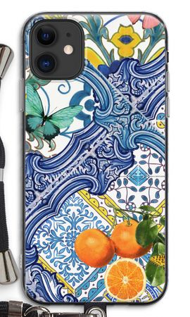 Blue tiles and oranges