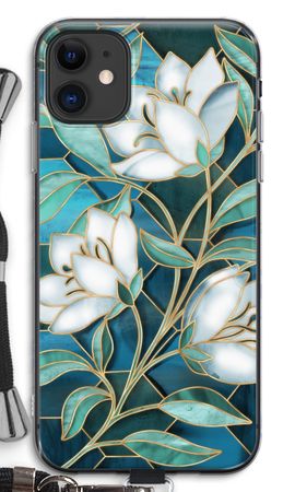 Blue stained glass flowers