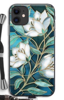 Flores azules de vidriera