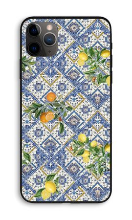 Blue tiles, lemons and oranges - small