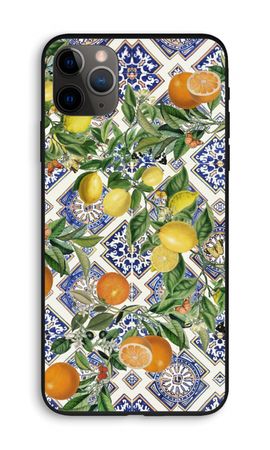 Blue tiles, lemons and oranges