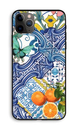 Blue tiles and oranges