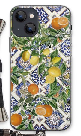 Blue tiles, lemons and oranges