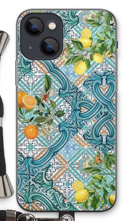 Blue tiles, lemons and oranges