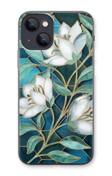 Blue stained glass flowers