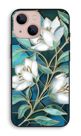 Blue stained glass flowers