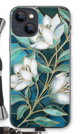 Blue stained glass flowers