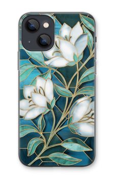 Blue stained glass flowers