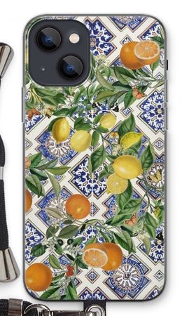 Blue tiles, lemons and oranges