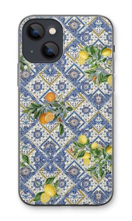 Blaue Fliesen, Zitronen und Orangen - klein