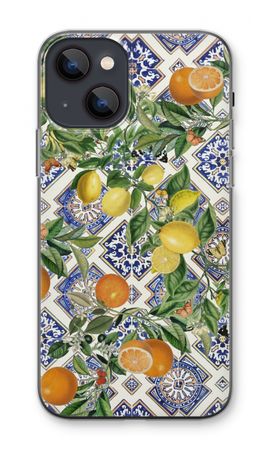 Blaue Fliesen, Zitronen und Orangen