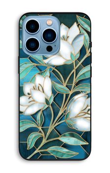 Blue stained glass flowers