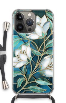 Blaue Glasmalerei Blumen