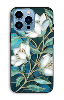 Blauwe glas-in-lood bloemen