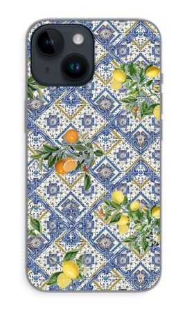Blue tiles, lemons and oranges - small