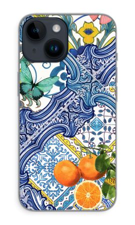 Blue tiles and oranges