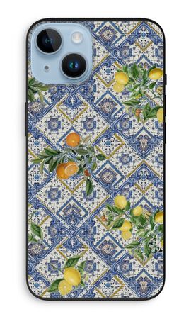 Blue tiles, lemons and oranges - small