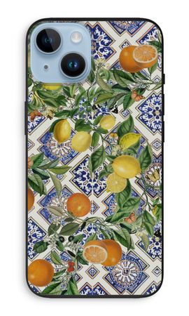 Blue tiles, lemons and oranges
