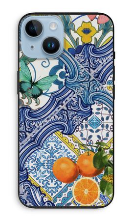 Blue tiles and oranges