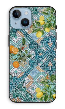Blue tiles, lemons and oranges