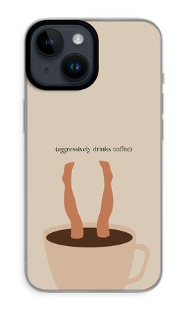 Aggressively drinks coffee