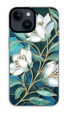 Blue stained glass flowers